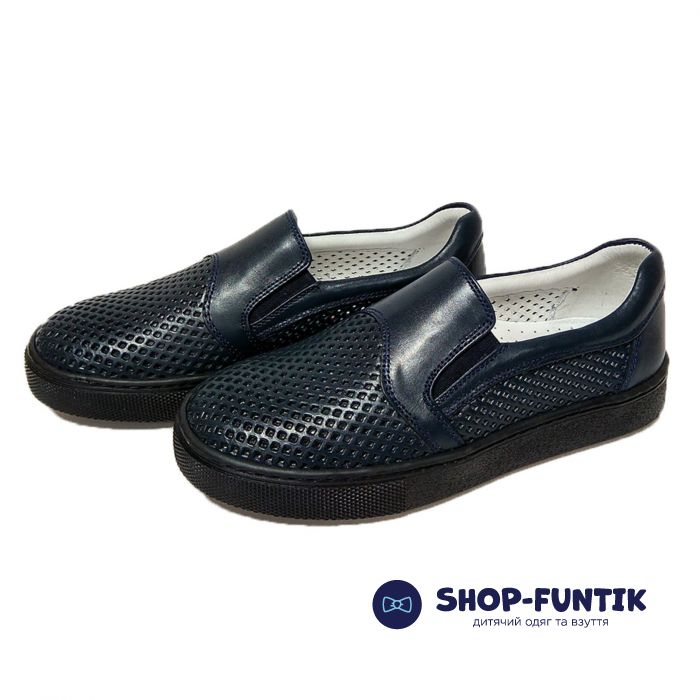 Слипоны Tunel темно-синие со сквозной перфорацией 104-4