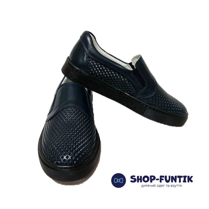 Слипоны Tunel темно-синие со сквозной перфорацией 104-4
