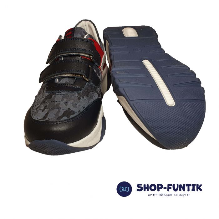 Кроссовки Panda синие с красными и серыми вставками 022