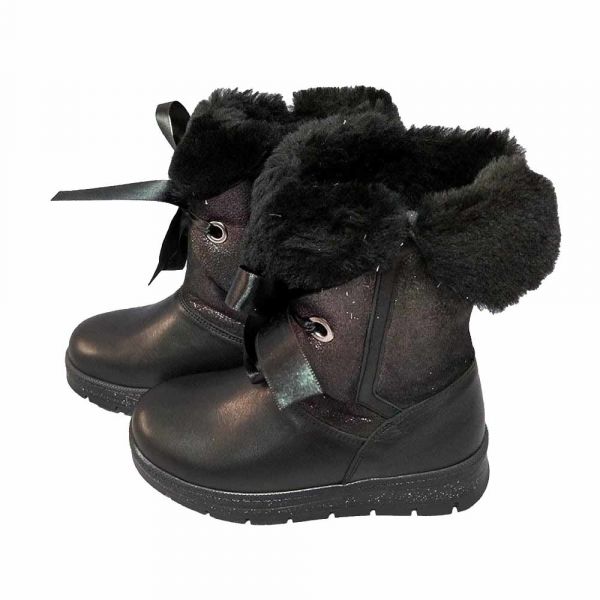 Угги Tunel черные  на толстой подошве с бантом