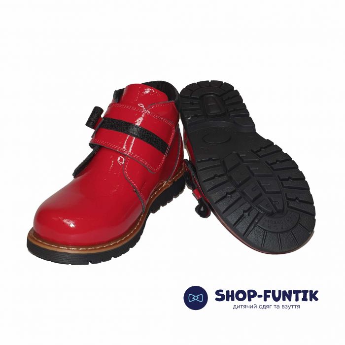 Ботинки Panda красные с широкой  липучкой 012013