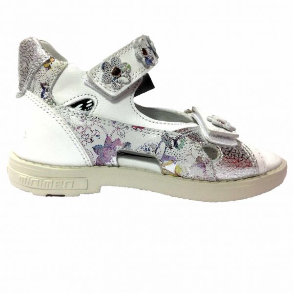 Сандалии Minimen белые с цветочным принтом