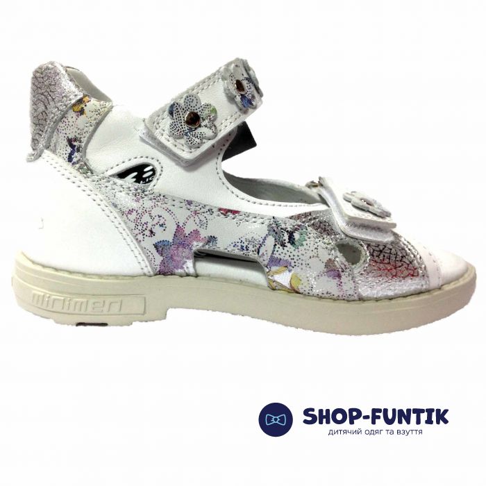 Сандалии Minimen белые с цветочным принтом