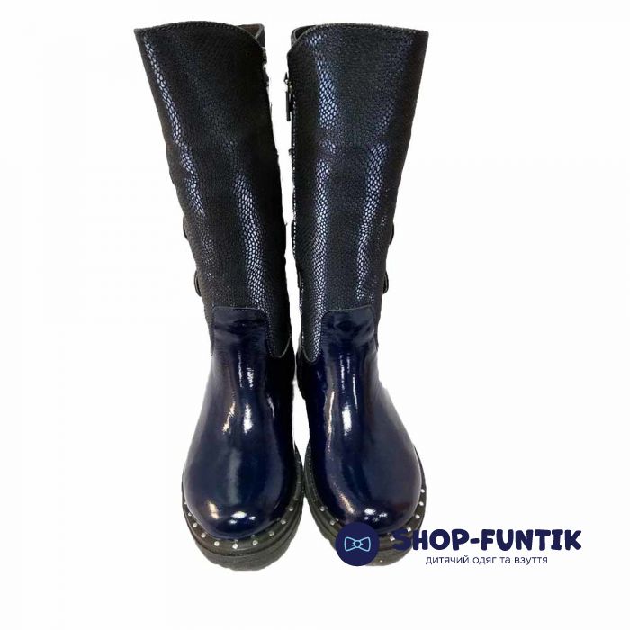 Сапоги Panda синие на молнии 025