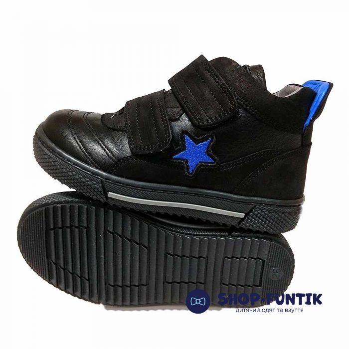 Ботинки Tiflani черные с синей звездочкой  B-7127S