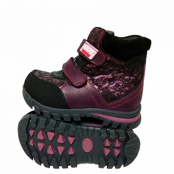 Ботинки Djoy вишневые с красивой отделкой