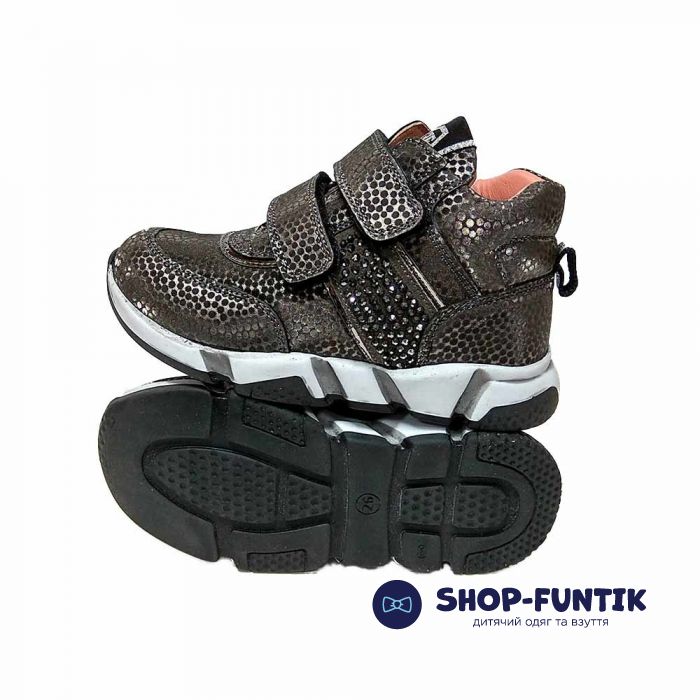 Ботинки Tіflani серые усыпаны стразами на липучках