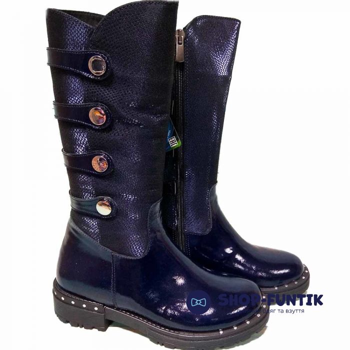 Сапоги Panda синие на молнии 025