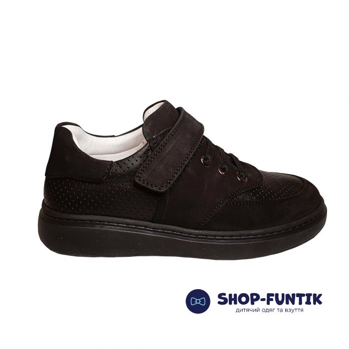 Кроссовки Tunel черные кожаные с нубуковыми вставками 110