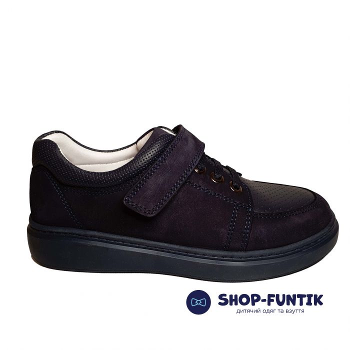 Кроссовки Tunel темно-синие из нубука с кожаной вставкой  111