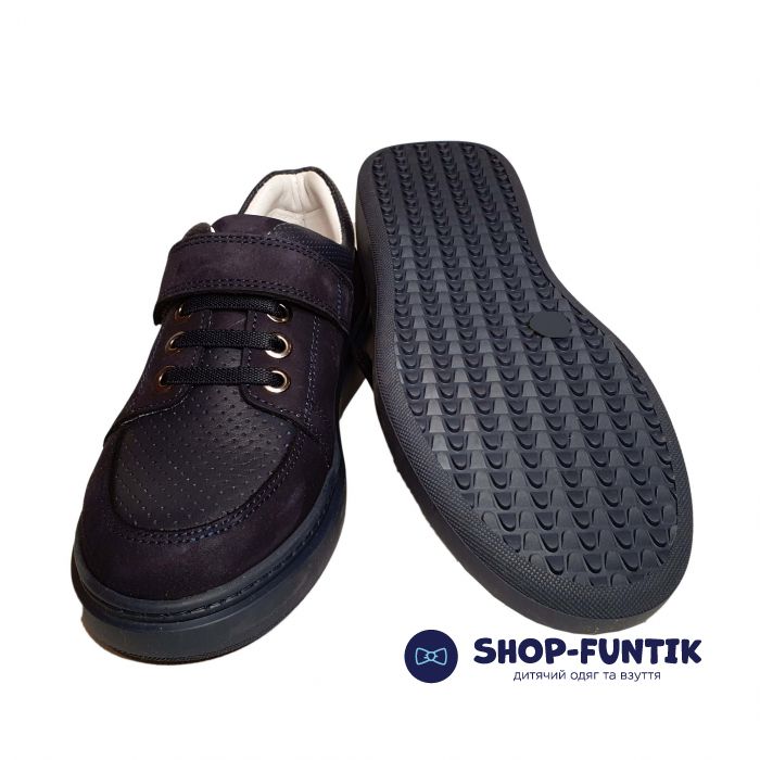 Кроссовки Tunel темно-синие из нубука с кожаной вставкой  111