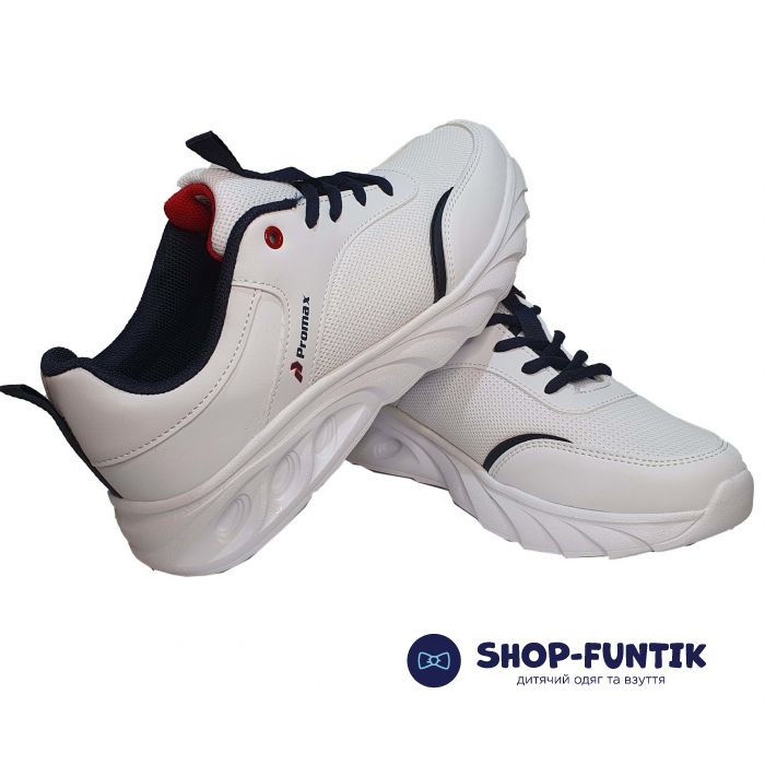 Кроссовки  Promax белые с темно-синими вставками (120)