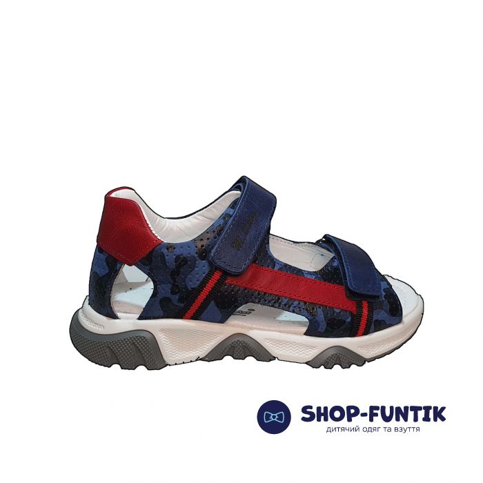 Сандалии Minicolor синие с красными вставками  114