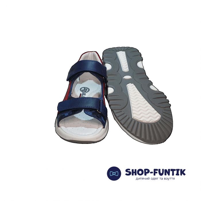 Сандалии Minicolor синие с красными вставками  114