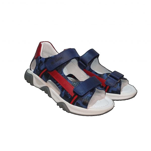 Сандалии Minicolor синие с красными вставками  114