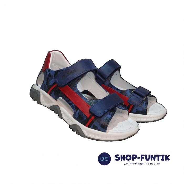 Сандалии Minicolor синие с красными вставками  114