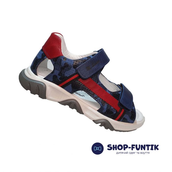 Сандалии Minicolor синие с красными вставками  114