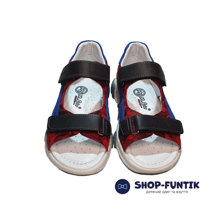 Сандалии Minicolor красные с голубыми вставками 115