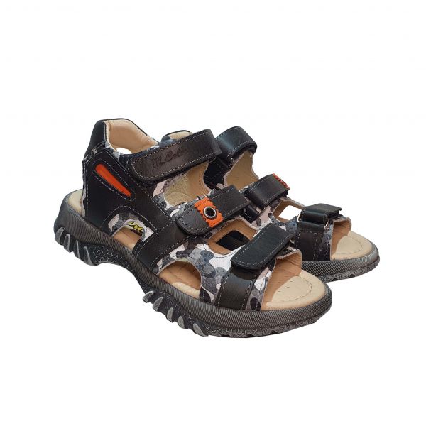 Сандалии Minicolor черные с цветными вставками 5018-03