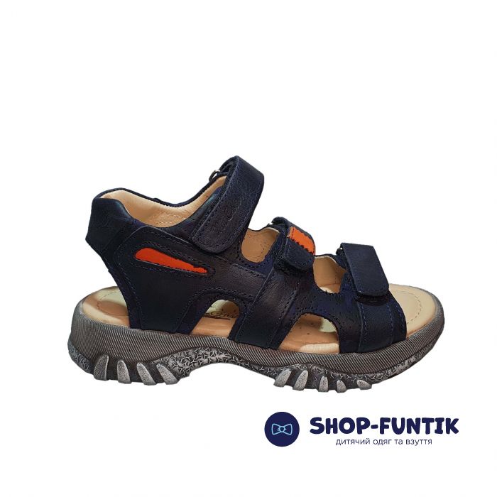 Сандалии Minicolor синие с цветными вставками 117