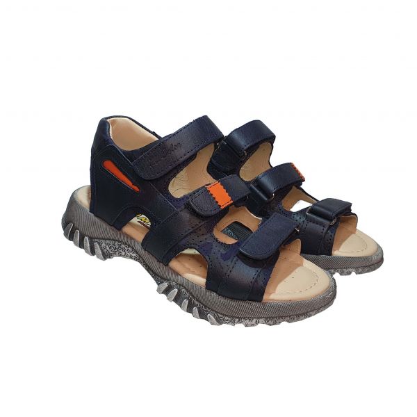 Сандалии Minicolor синие с цветными вставками 117