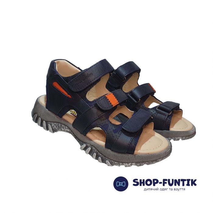 Сандалии Minicolor синие с цветными вставками 117
