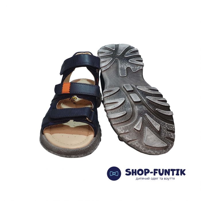 Сандалии Minicolor синие с цветными вставками 117
