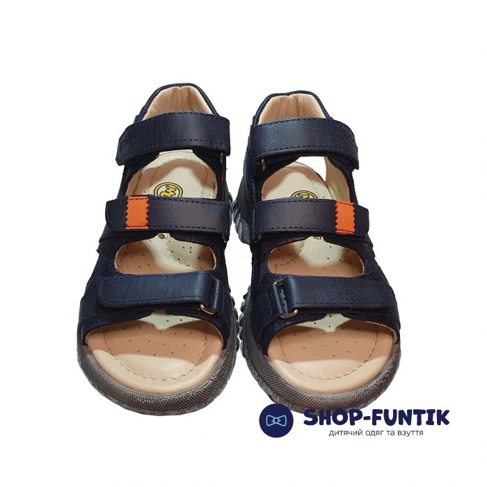 Сандалии Minicolor синие с цветными вставками 117