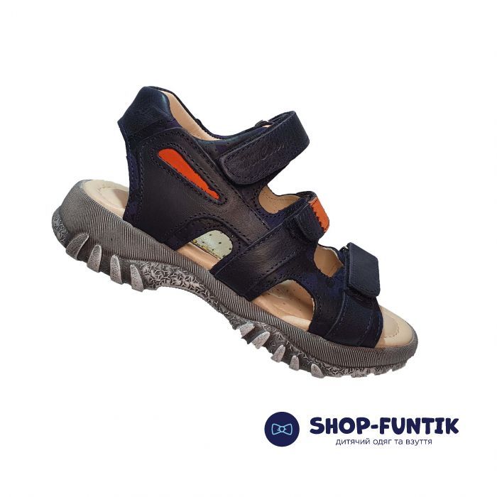 Сандалии Minicolor синие с цветными вставками 117