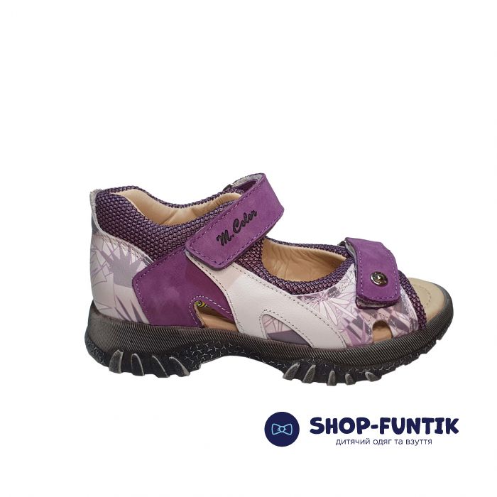 Сандалии Minicolor сиреневые с белыми вставками 118