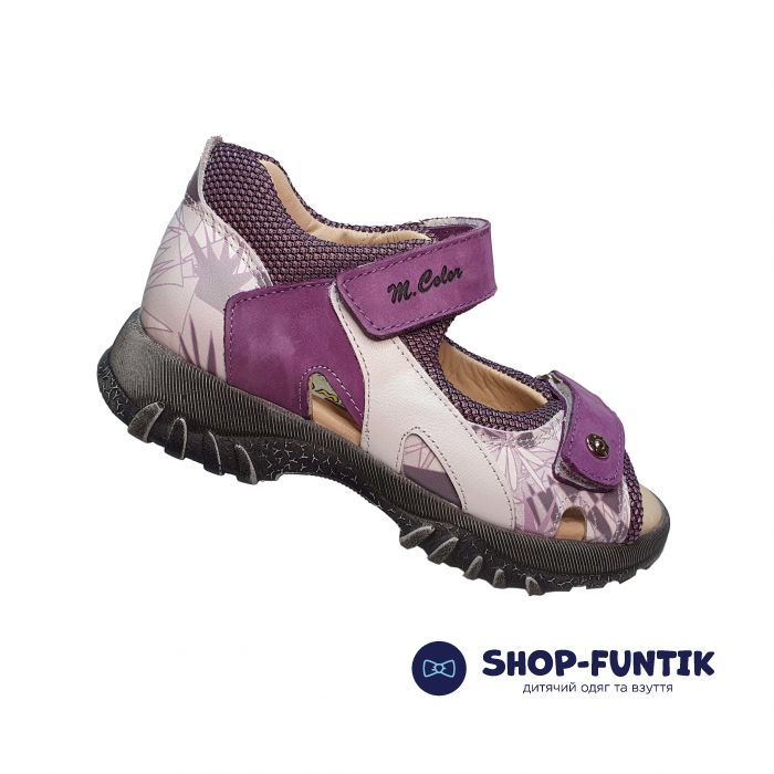 Сандалии Minicolor сиреневые с белыми вставками 118