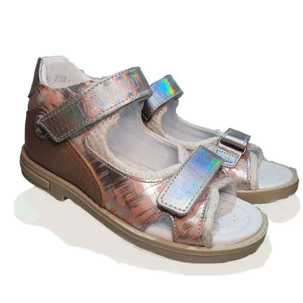 Сандалии  Minimen пудровые с серебристыми липучками