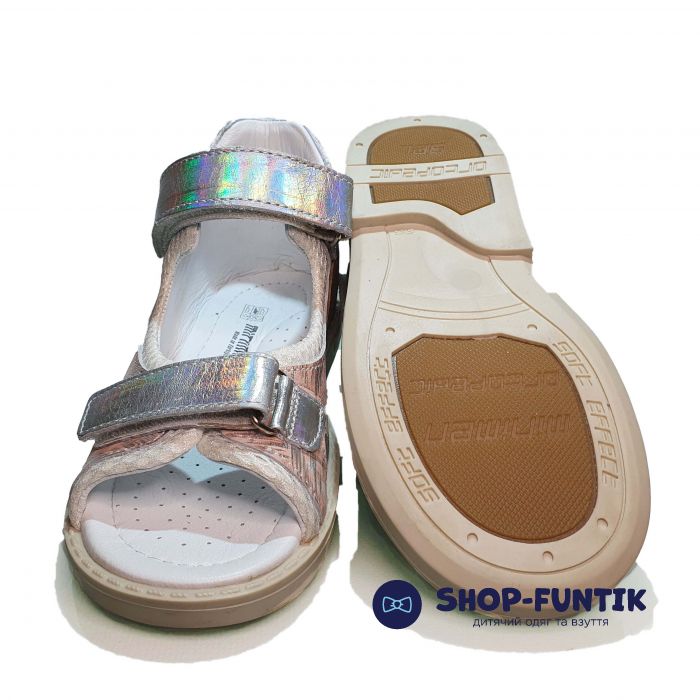 Сандалии  Minimen пудровые с серебристыми липучками