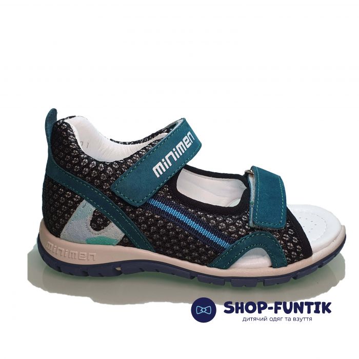 Сандалии   Minimen черно-зеленые открытые
