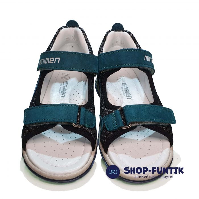 Сандалии   Minimen черно-зеленые открытые