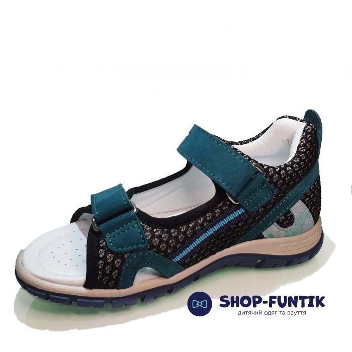 Сандалии   Minimen черно-зеленые открытые