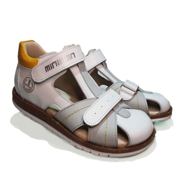 Сандалии  Minimen белые с серыми вставками