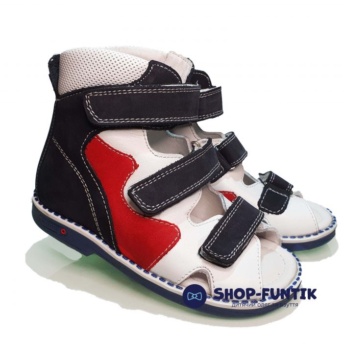 Сандалии Tunel темно-синие с красно-белыми вставками высокие 125-5-1