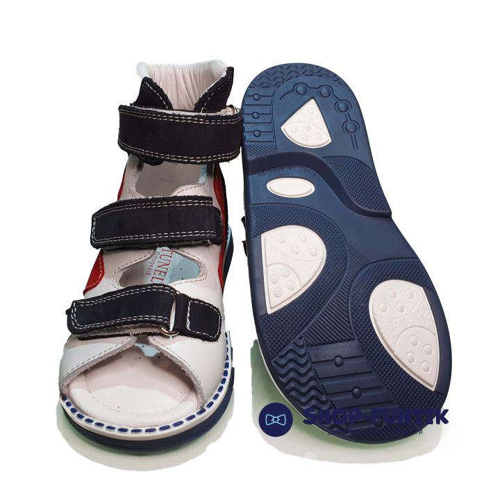 Сандалии Tunel темно-синие с красно-белыми вставками высокие 125-5-1