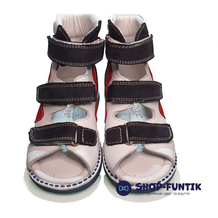 Сандалии Tunel темно-синие с красно-белыми вставками высокие 125-5-1