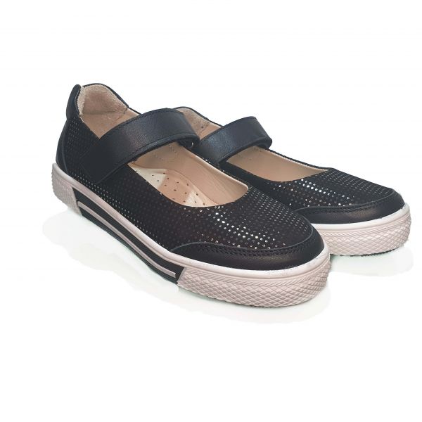 Туфли  Minicolor черные с кожаными вставками