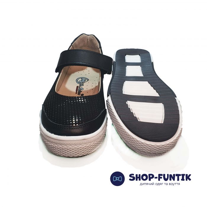 Туфли  Minicolor черные с кожаными вставками