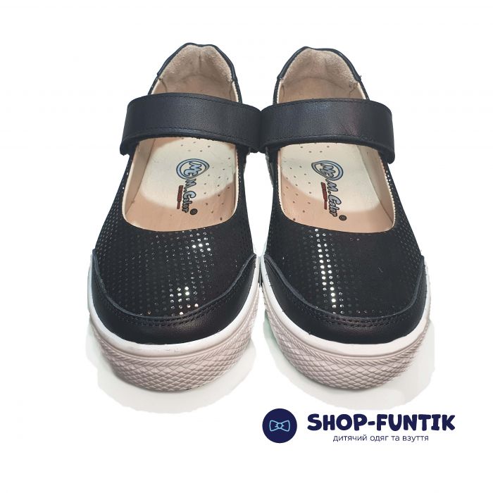 Туфли  Minicolor черные с кожаными вставками