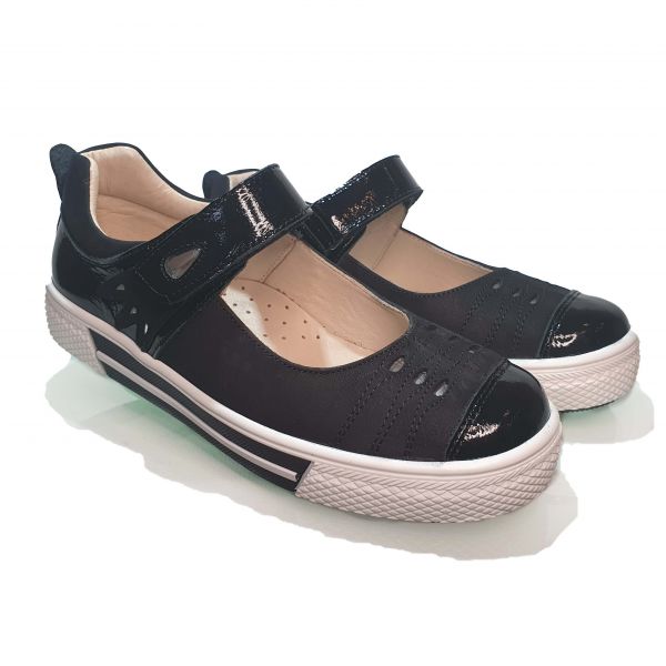 Туфли  Minicolor черные с лакироваными вставками