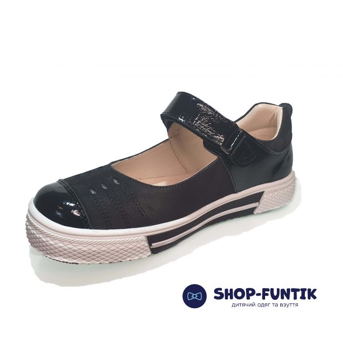 Туфли  Minicolor черные с лакироваными вставками