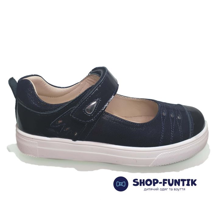 Туфли  Minicolor темно-синие с лакироваными вставками