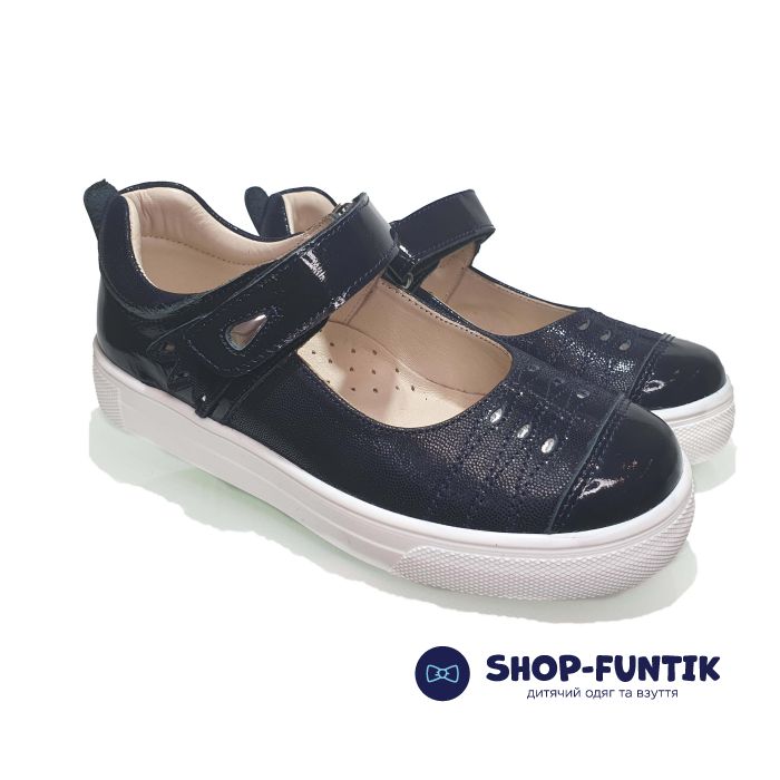 Туфли  Minicolor темно-синие с лакироваными вставками