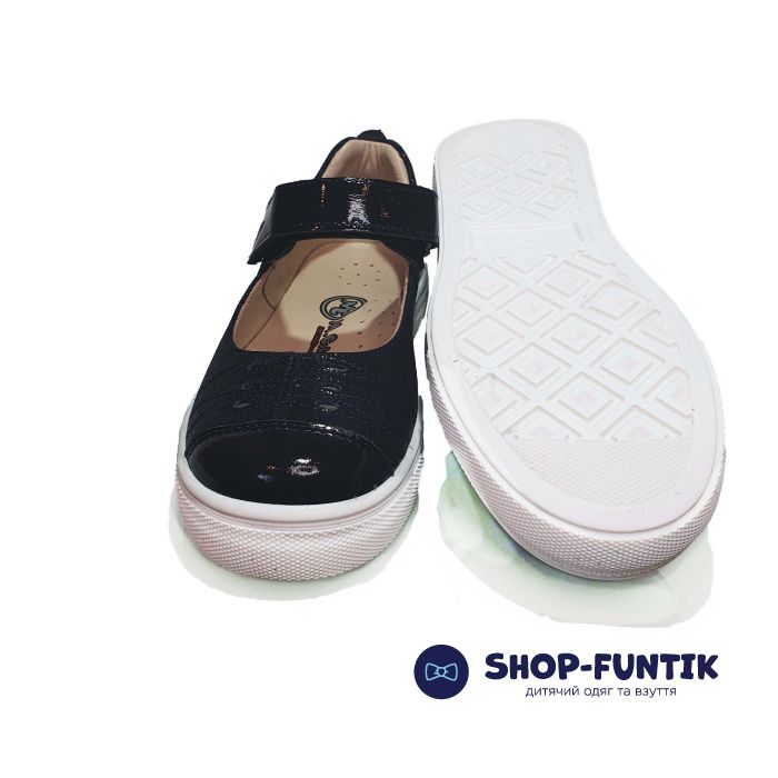 Туфли  Minicolor темно-синие с лакироваными вставками