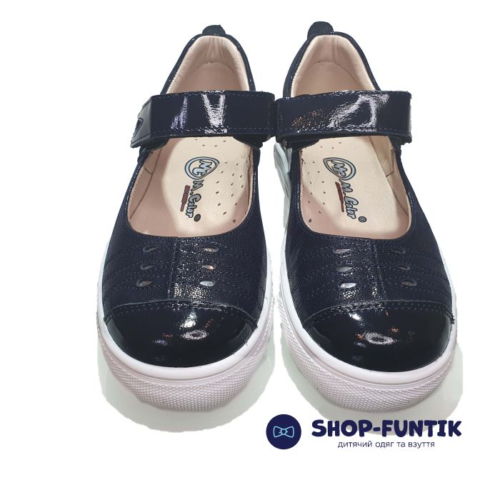 Туфли  Minicolor темно-синие с лакироваными вставками