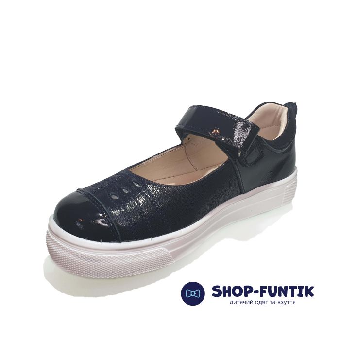 Туфли  Minicolor темно-синие с лакироваными вставками